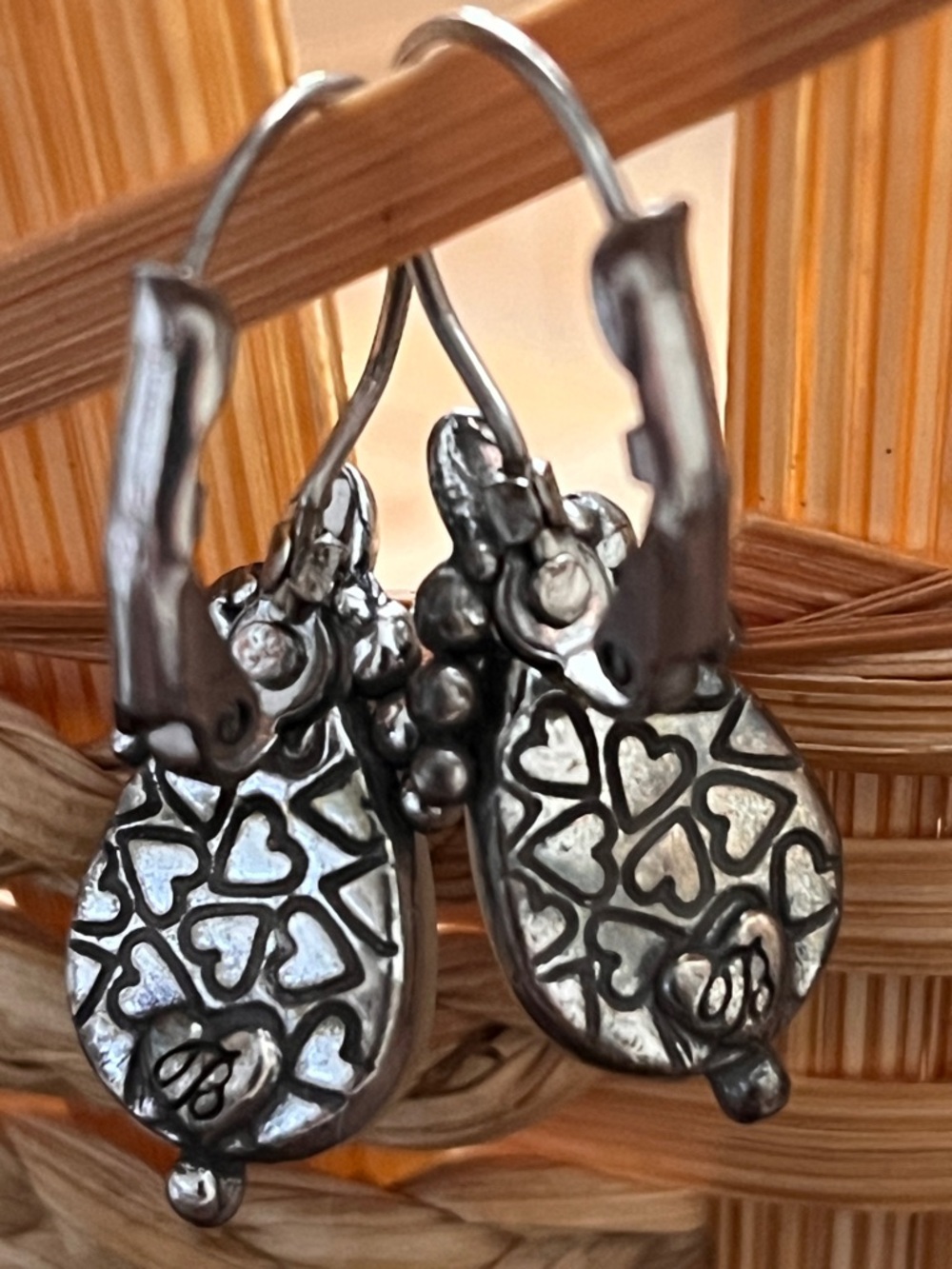 Brighton Silver and White Teardrop Floral Earrings - Picture 3 of 5